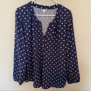 Navy blue polkadot blouse
